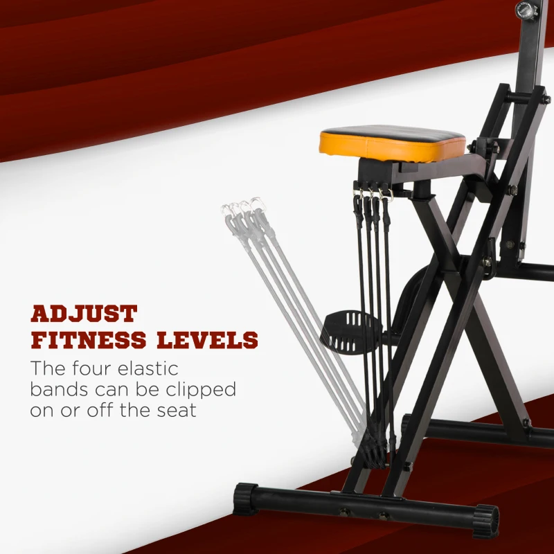 HOMCOM Aparat de vaslit, aparat pliabil pentru antrenarea fesierilor cu niveluri reglabile si monitor LCD