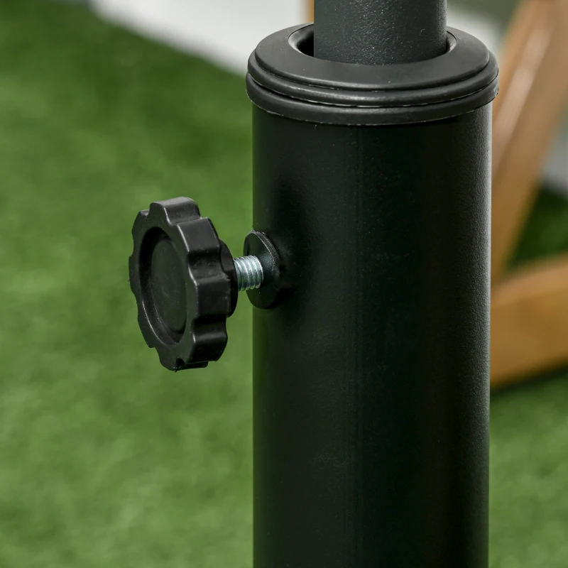Outsunny 23.5kg Resin Garden Parasol Base with Wheels and Retractable Handles, Round Outdoor Market Umbrella Stand Weight for Poles of Φ38mm to Φ48mm, Black