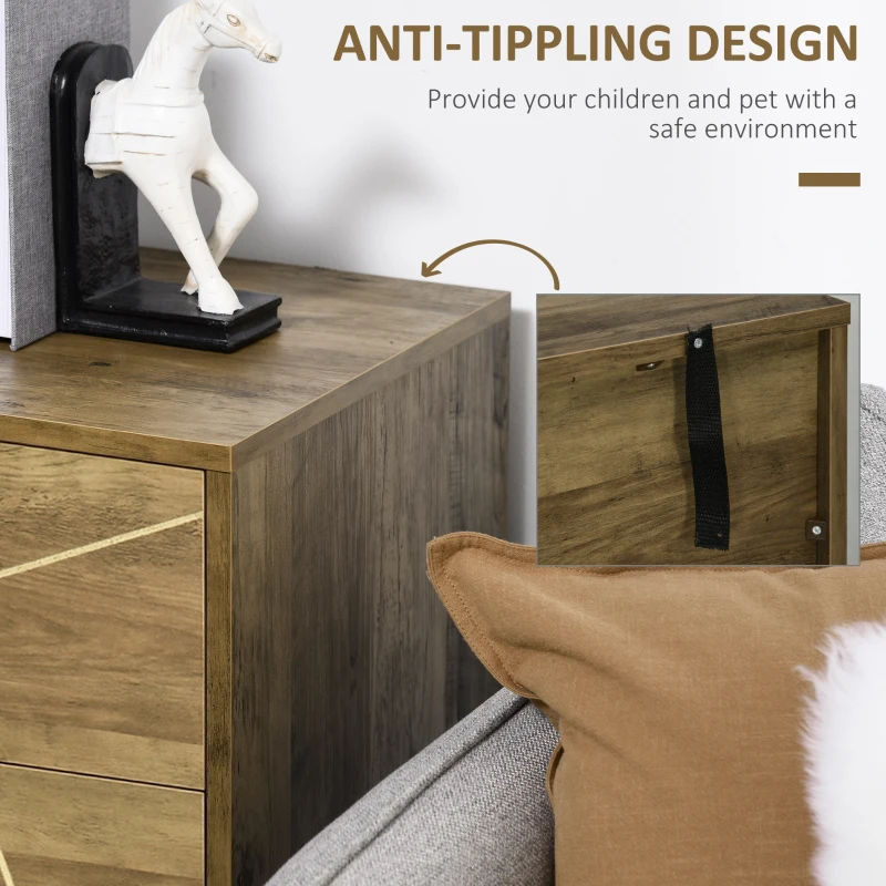 HOMCOM Storage Cabinet, Modern Display Storage Organizer with 3 Drawers and Steel Legs for Living Room, Bedroom, Bronze