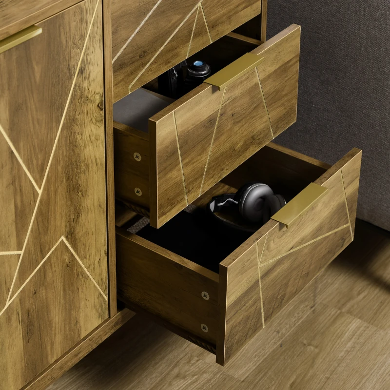 HOMCOM Storage Cabinet, Modern Display Storage Organizer with 3 Drawers and Steel Legs for Living Room, Bedroom, Bronze