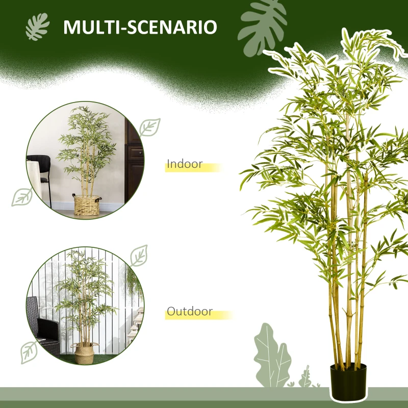 HOMCOM Arbore de Bambus Artificial in Ghiveci, Plante Artificiale Pentru Interior si Exterior pentru Decorarea Sufrageriei de Acasa, 150 cm, Verde