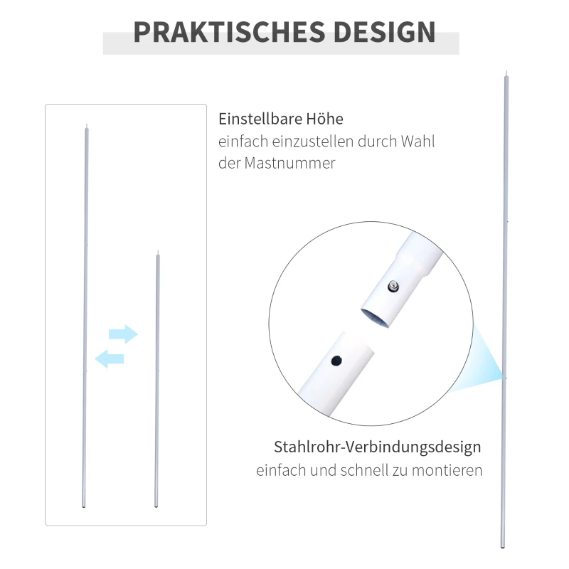 Steunpaal tentstok 3 st. Metalen telescooppaal voor zeildoek, elk 1 m
