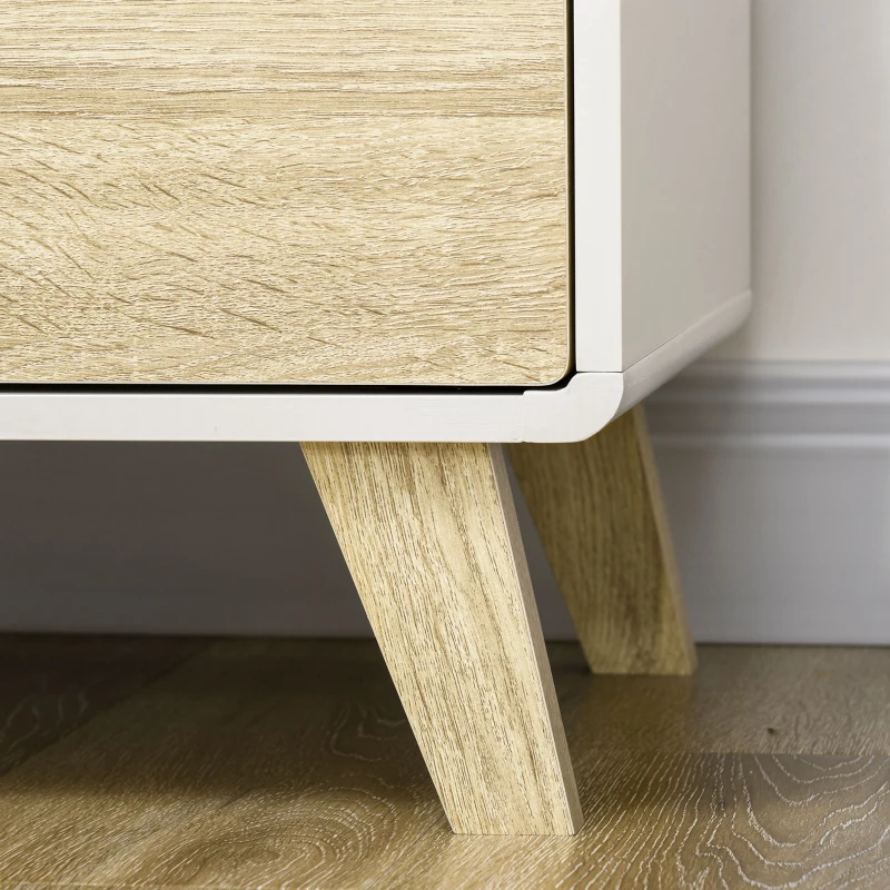 HOMCOM Mobilier multifunctional cu 2 usi de presiune si rafturi reglabile, dulap de living si dormitor din lemn, 80x40x70cm, alb si stejar