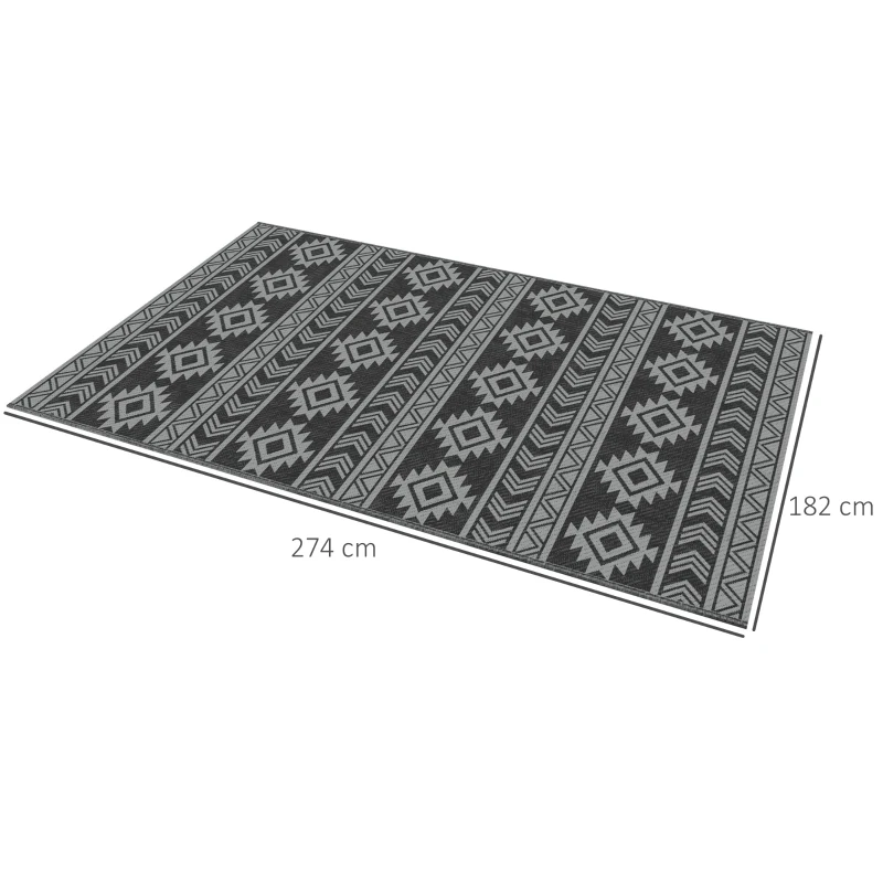 Outsunny Covor Exterior 1,8×2,75 m – Reversibil & Impermeabil, Plastic Paie