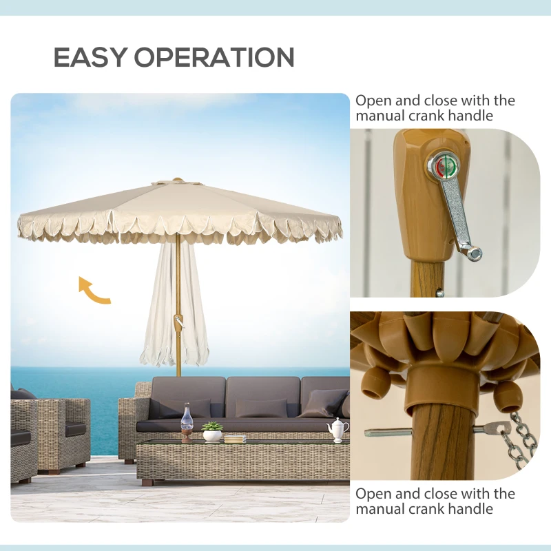 Outsunny Umbrela pentru gradina cu inclinare si manivela, Umbrela de exterior pentru masa cu acoperis dublu, kaki