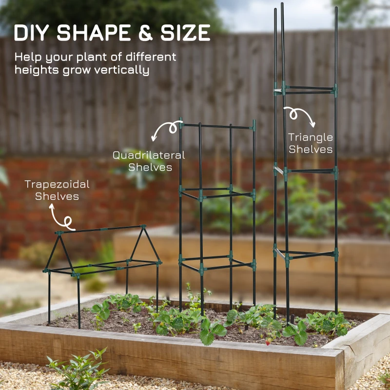 Outsunny Suport de tomate cu 3 niveluri din otel si PP pentru plante cataratoare, fructe si legume, 38x38x182 cm, verde