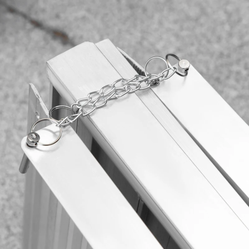 HOMCOM Rampe Mobile pentru Scaune cu Roți și Scutere, Pliabilă, Antiderapantă, Aliaj, Capacitate 272kg, 183x72x5cm, Silver