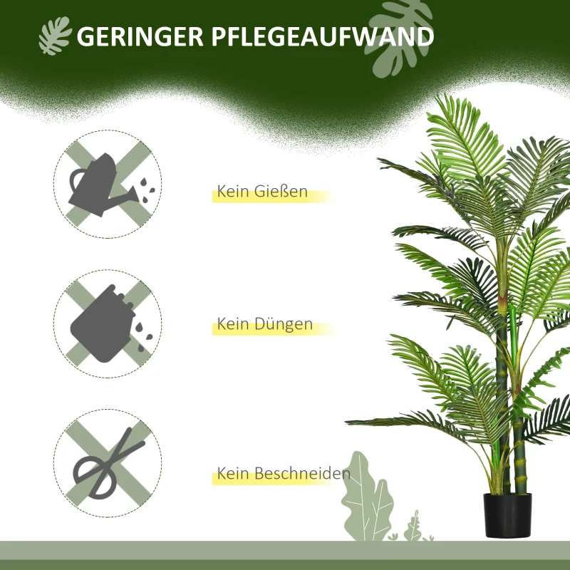 HOMCOM kunstplant, kunstpalm, kunstplant in pot voor binnengebruik