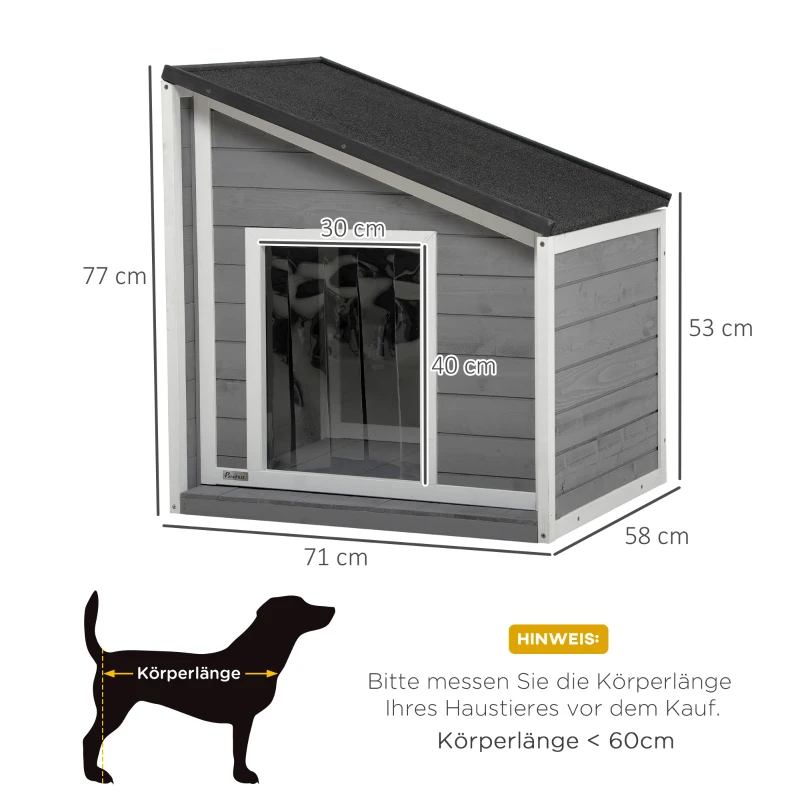 PawHut hondenhok, dennenhout, hondenhok, huisje voor kleine dieren met asfaltdak, buiten(m-3)