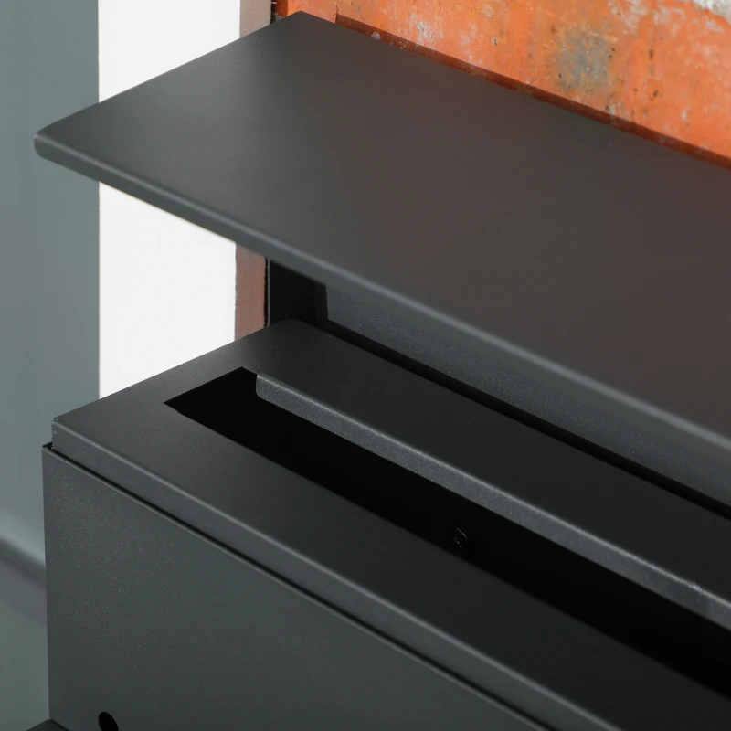 HOMCOM Cassetta Postale in Acciaio Zincato con Portagiornali e 2 Chiavi di Sicurezza, 37x10.5x37 cm, Grigio