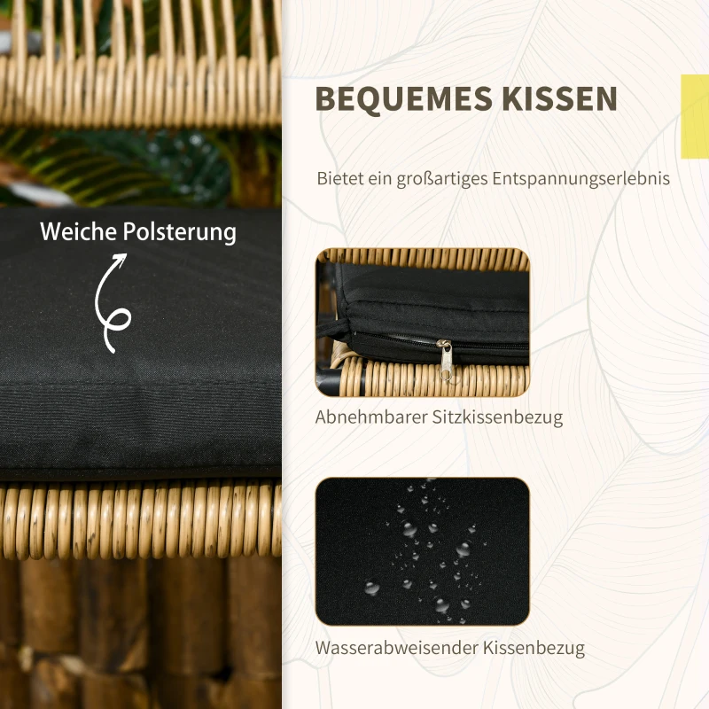 Outsunny 3-cz. Zestaw mebli ogrodowych z rattanu meble balkonowe zestaw bistro z poduszką siedziska