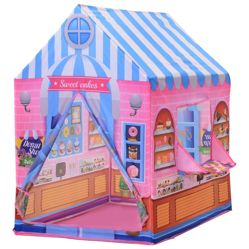 HOMCOM Loja de doces para brincar Zona infantil Presente fácil de montar para crianças 93x69 x103cm 0,75 kg Rosa