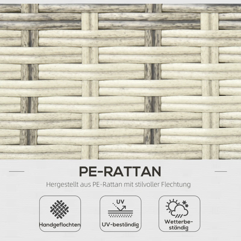 Outsunny Gartenmöbel-Set für 4 Personen aus PE-Rattan, wetterbeständig, abnehmbare Bezüge Grau