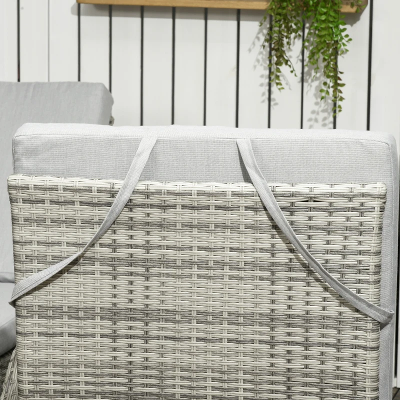 Outsunny Gartenmöbel-Set für 4 Personen aus PE-Rattan, wetterbeständig, abnehmbare Bezüge Grau