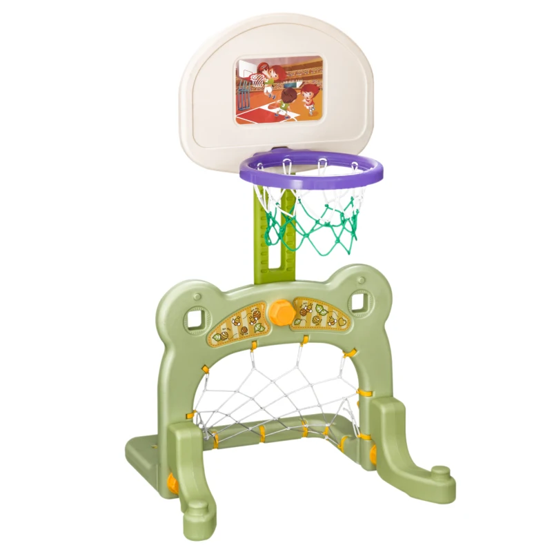 HomCom  Kit de Desporto 2 em 1 Futebol e Basquetebol Infantil  Crianças de a partir de 3 anos inclui 2 Bolas