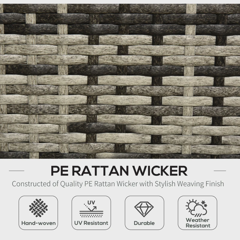 Outsunny Rattan Garden Sofa Set, 4-Seater Wicker Sectional for Garden, Grey