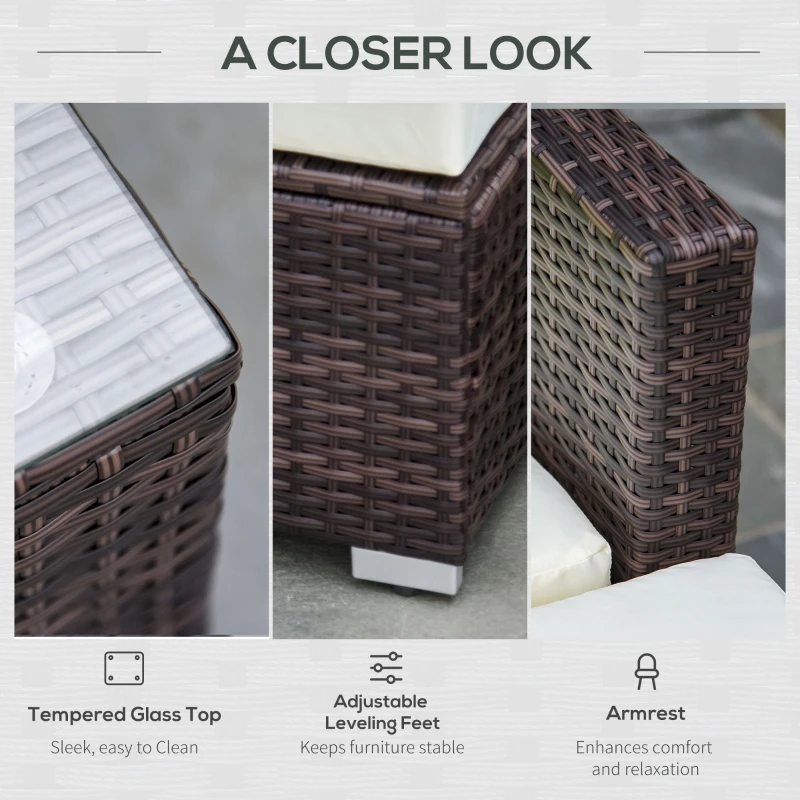 Outsunny Rattan Corner Sofa Set 4-Seater Outdoor Garden Sofa for Patio - Brown