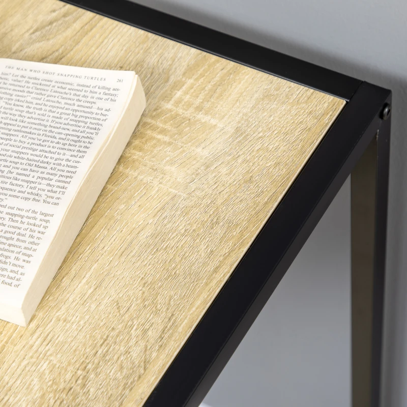 HOMCOM Birou de colt , Birou de scris la calculator cu cadru de metal pentru spatii mici, lucru de acasa, Natural