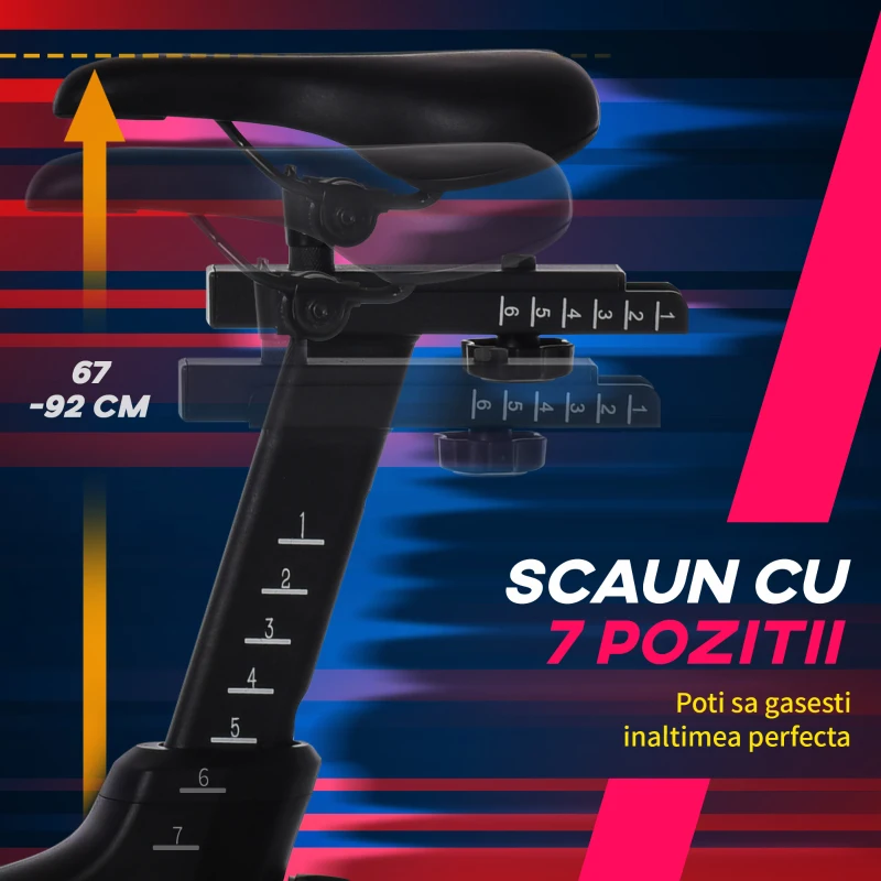 HOMCOM Bicicleta Antrenament Magnetica Profesionala Sa Reglabila 100x50x116-126cm Nero