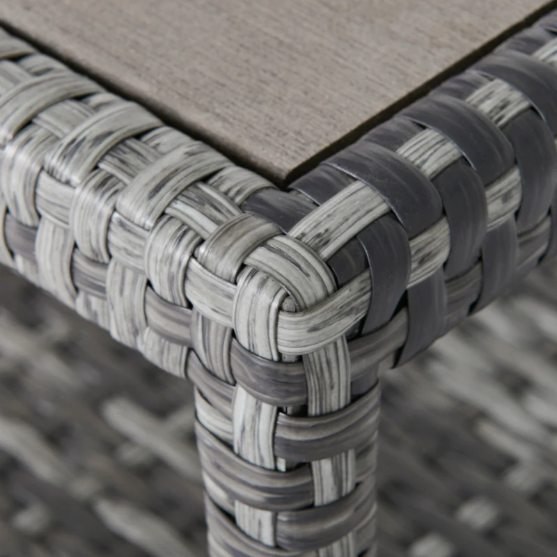 Outsunny 2 Seater Patio Wicker Chaise Lounge Sofa Set with Fabric Cushion, Grey