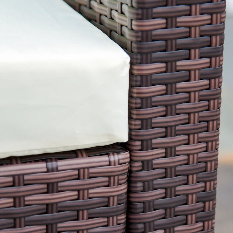 Outsunny Rattan Corner Sofa Set 4-Seater Outdoor Garden Sofa for Patio - Brown