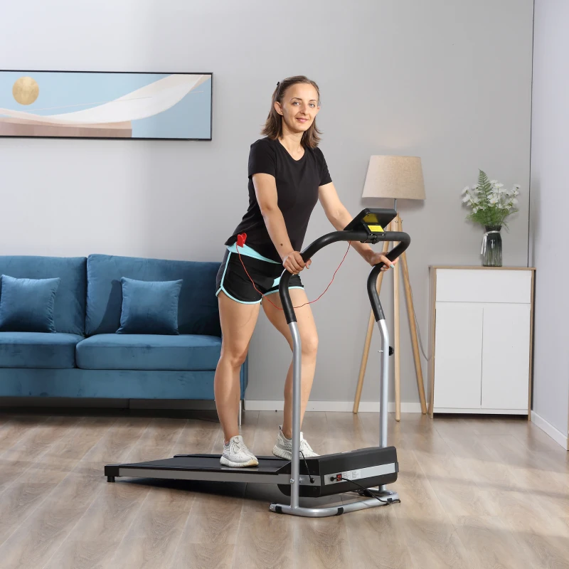 HOMCOM Passadeira Elétrica Dobrável Passadeira com Velocidade 1-10km/h Ecrã LCD Parada de Emergência e Carga Máxima 110kg para Casa Escritório Ginásio 122x62,5x119cm Prata e Preto