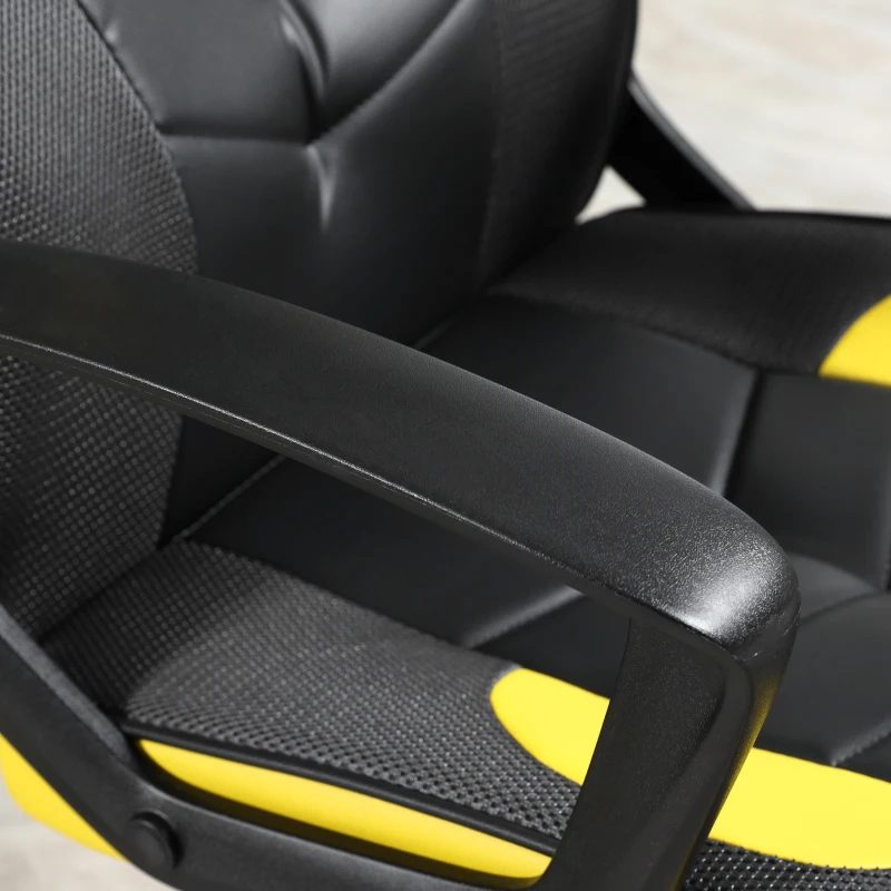 Vinsetto Scaun de Gaming Fotoliu de Birou Rotativ cu Roti din Piele ecologica Negru si galben