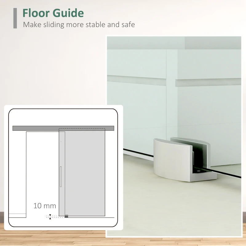 HOMCOM 77.5cm Modern Sliding Door Set Kit w/ Frosted Glass Door Aluminium Rail Opaque Home Decoration DIY Office Style(m-6)
