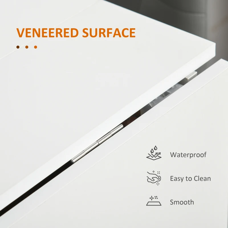 HOMCOM Folding Dining Table Writing Desk Workstation w/ Casters Teak Colour, White