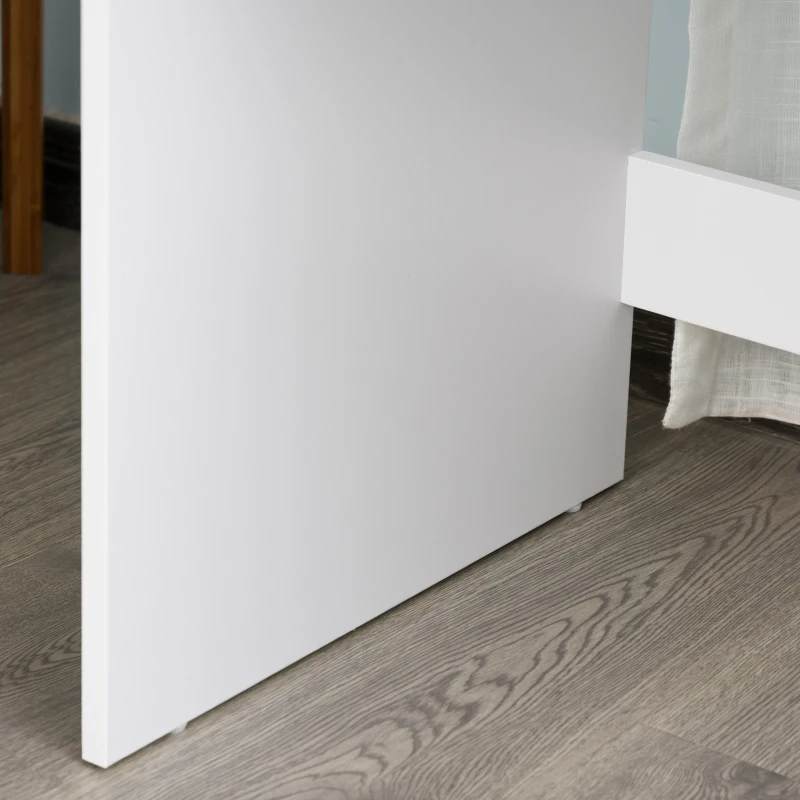 HOMCOM Compact Computer Desk, Study Table with Drawer and Storage Compartment, Writing Workstation, White