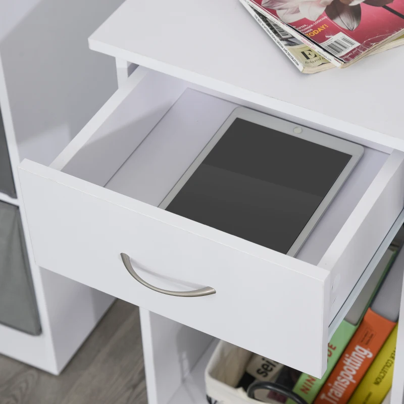 HOMCOM L-Shaped Corner Computer Desk w/ 2 Shelves Wide Worktop Keyboard Tray Drawer & CPU Stand Home Office Study Bedroom Furniture White