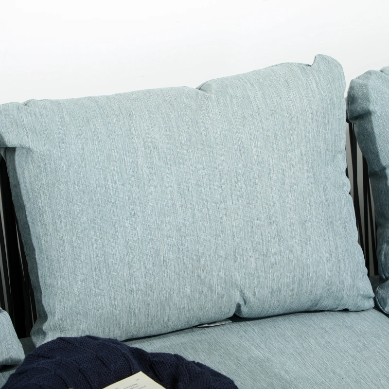 Outsunny Conjunto de Móveis de Vime 4 Peças com 2 Sofás de 2 Lugares Sofá de Canto Mesa de Centro com 6 Almofadas Cinza