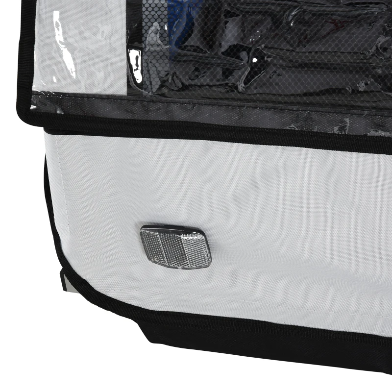 HOMCOM Kinderanhänger Kinderfahrrad geeignet für 2 Kinder, Stahlrahmen, Sitzträger mit Sicherheitsgurt, für Kinder ab 18 Monaten, Oxford-Gewebe, Stahl, 130x76x88 cm, Blau+Weiß