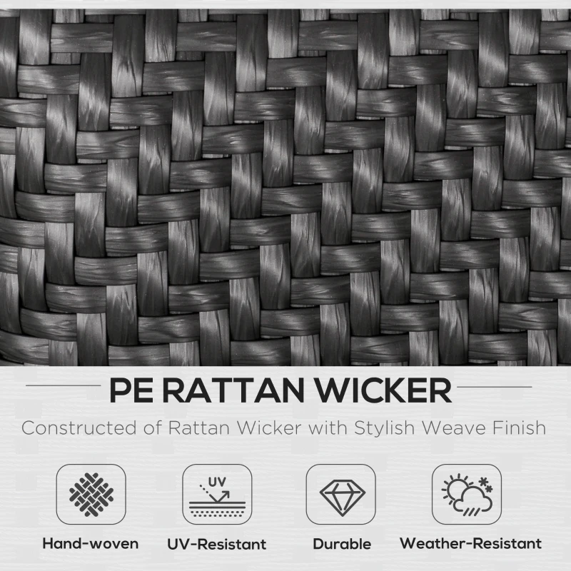 Outsunny 4 PCs Aluminum PE Rattan Wicker Sofa Set Outdoor Conservatory Furniture Lawn Patio Coffee Table, Deep Grey