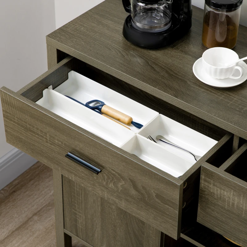 HOMCOM Buffet meuble de rangement 2 portes avec étagères, 2 tiroirs et 2 niches - dim. 120L x 39l x 83.8H cm