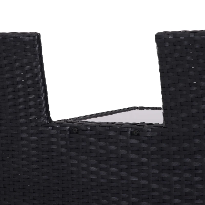 Outsunny 2-Seater Rattan Chair Set W/Middle Tea Table-Black