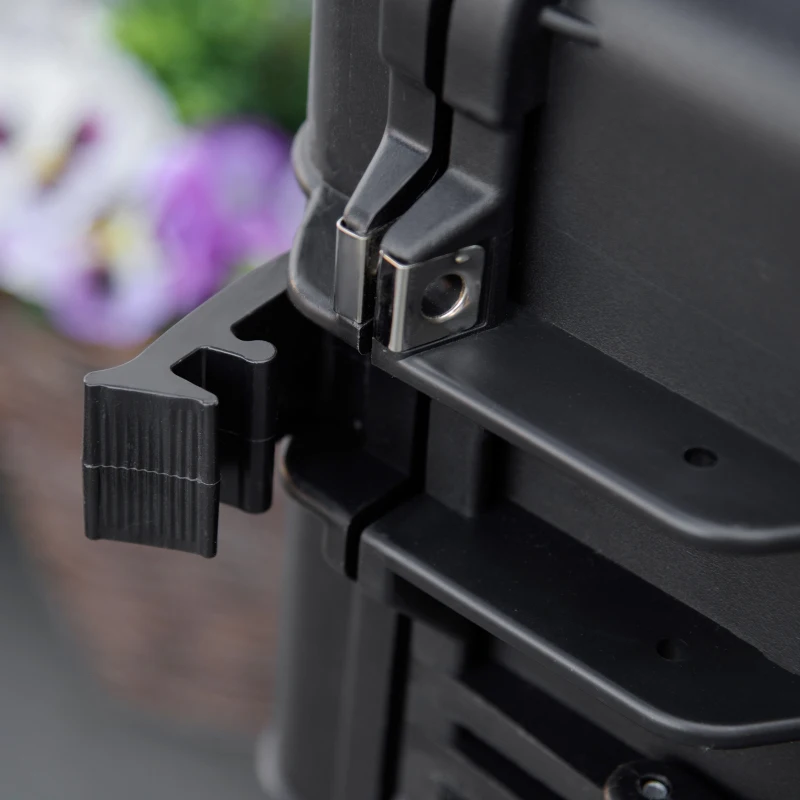 Valise antichoc - mallette d'extérieur appareil photo - mousse prédécoupée - étui rigide étanche appareil photo - poignée telescopique 2 roulettes - PP noir