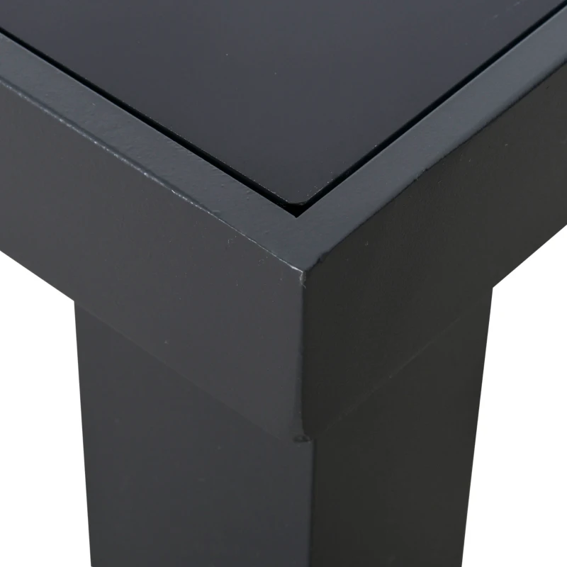 Outsunny 4 PCs Aluminum PE Rattan Wicker Sofa Set Outdoor Conservatory Furniture Lawn Patio Coffee Table, Deep Grey