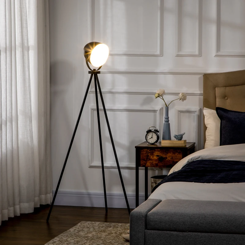 HOMCOM Lampadaire trépied lampadaire sur pied avec abat-jour style industriel en métal E27 40W max. 60 x 54 x 135 cm noir