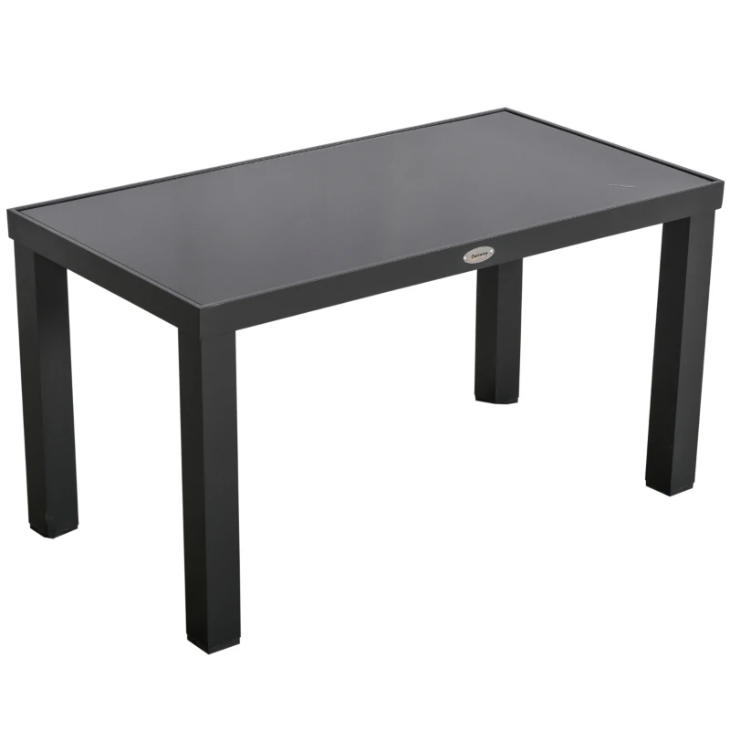 Outsunny 4 PCs Aluminum PE Rattan Wicker Sofa Set Outdoor Conservatory Furniture Lawn Patio Coffee Table, Deep Grey