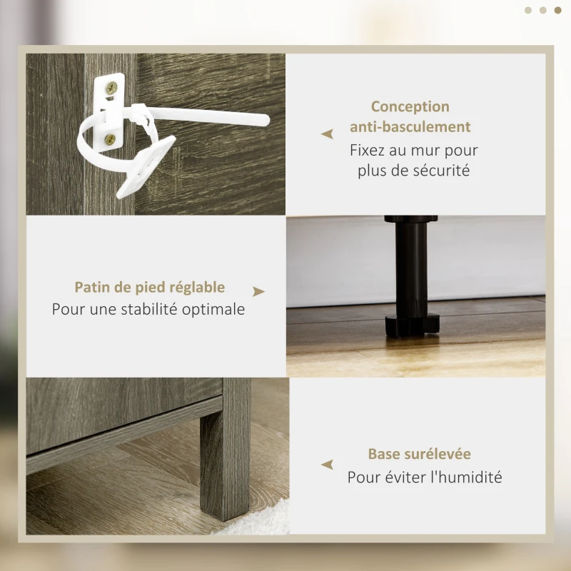 HOMCOM Buffet meuble de rangement 2 portes avec étagères, 2 tiroirs et 2 niches - dim. 120L x 39l x 83.8H cm