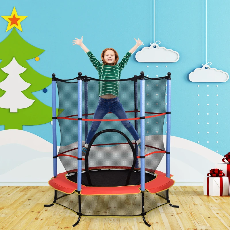 HOMCOM Kids Trampoline, with Safety Net, for Ages 3-6 Years