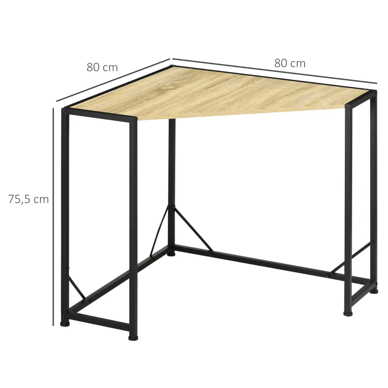 HOMCOM Bureau d'angle style industriel bureau Informatique cadre en en métal et bois 80 x 80 x 75,5 cm bois naturel