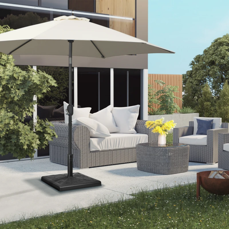 Outsunny Base para Chapéu de Sol de Resina 19 kg com Mastro de Ø32/38/48 mm para Jardim Varanda Pátio 51x51x32 cm Preto