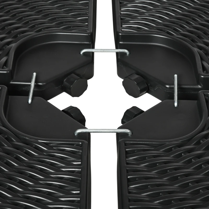 Outsunny Set de greutati din 4 piese pentru baza umbrelei de gradina in consola pentru umbrelele cu articulatie tip banana, Greutati pentru umbrela  pentru suportul bazei, negru