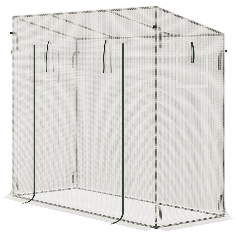 Outsunny 200x76x168cm Walk-in Garden Greenhouse Patio Hot House, Plants Flowers Herbs Tomato Grow w/ Steel Frame Door Window Balcony Patio