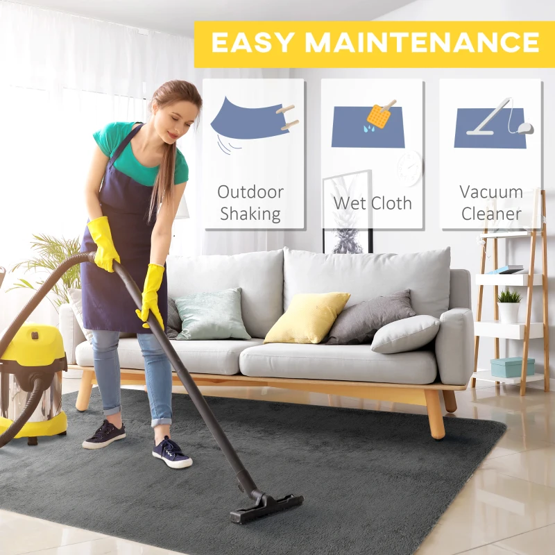 HOMCOM Covor modern din poliester si spuma pentru dormitor, camera de zi si sufragerie, 230x160 cm, gri