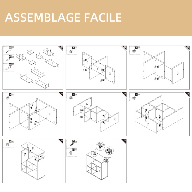 HOMCOM Étagère murale carrée 4 compartiments en panneaux de particules charge maximale 15 Kg 60 x 25 x 60 cm