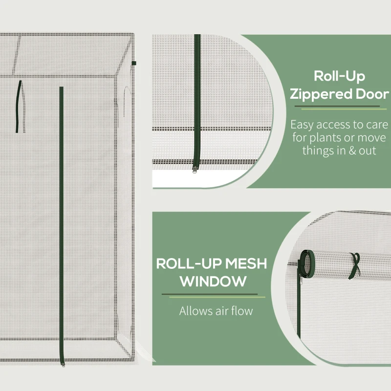 Outsunny 200x76x168cm Walk-in Garden Greenhouse Patio Hot House, Plants Flowers Herbs Tomato Grow w/ Steel Frame Door Window Balcony Patio