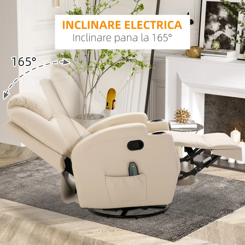 HomCom fotoliu balansoar pentru masaj, 84x92x109cm, crem